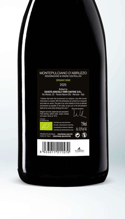 Torri Cantine Sottovento Montepulciano d'Abruzzo DOC 2020 0,75L - immagine 3
